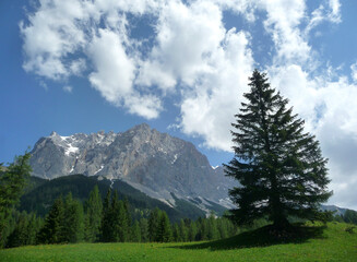 Fototapeta na wymiar Mountain hiking tour to Seebensee lake, Zugspitze, Tyrol, Austria