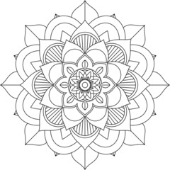 Easy Mandala coloring book simple and basic for beginners, seniors and children. Set of Mehndi flower pattern for Henna drawing and tattoo. Decoration in ethnic oriental, Indian style.