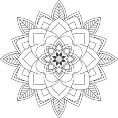 Easy Mandala coloring book simple and basic for beginners, seniors and children. Set of Mehndi flower pattern for Henna drawing and tattoo. Decoration in ethnic oriental, Indian style.