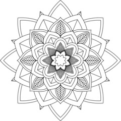 Easy Mandala coloring book simple and basic for beginners, seniors and children. Set of Mehndi flower pattern for Henna drawing and tattoo. Decoration in ethnic oriental, Indian style.