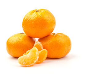 Mandarin-Honey Murcott oranges on white background, Golden orange to celebrate the Chinese festival.