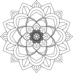 Easy Mandala coloring book simple and basic for beginners, seniors and children. Set of Mehndi flower pattern for Henna drawing and tattoo. Decoration in ethnic oriental, Indian style.