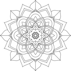 Easy Mandala coloring book simple and basic for beginners, seniors and children. Set of Mehndi flower pattern for Henna drawing and tattoo. Decoration in ethnic oriental, Indian style.