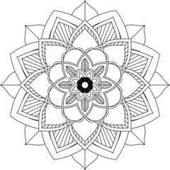Easy Mandala coloring book simple and basic for beginners, seniors and children. Set of Mehndi flower pattern for Henna drawing and tattoo. Decoration in ethnic oriental, Indian style.
