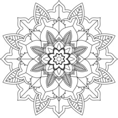 Easy Mandala coloring book simple and basic for beginners, seniors and children. Set of Mehndi flower pattern for Henna drawing and tattoo. Decoration in ethnic oriental, Indian style.