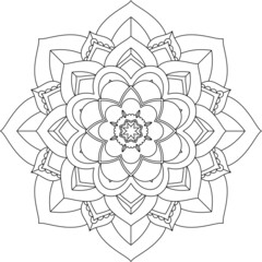 Easy Mandala coloring book simple and basic for beginners, seniors and children. Set of Mehndi flower pattern for Henna drawing and tattoo. Decoration in ethnic oriental, Indian style.