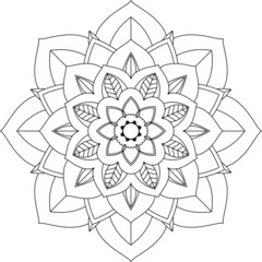 Easy Mandala coloring book simple and basic for beginners, seniors and children. Set of Mehndi flower pattern for Henna drawing and tattoo. Decoration in ethnic oriental, Indian style.