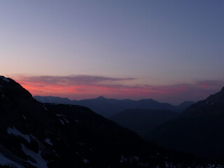 Sunset at Zugspitze mountain and lake Seebensee in Tyrol, Austria