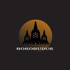 vector illustration of borobudur stupa logo design