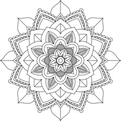 Easy Mandala coloring book simple and basic for beginners, seniors and children. Set of Mehndi flower pattern for Henna drawing and tattoo. Decoration in ethnic oriental, Indian style.