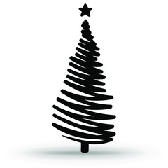 Christmas tree. Hand-drawn Christmas tree icon isolated on a white background. Illustration