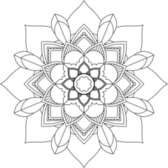Easy Mandala coloring book simple and basic for beginners, seniors and children. Set of Mehndi flower pattern for Henna drawing and tattoo. Decoration in ethnic oriental, Indian style.