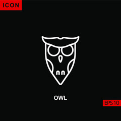 Icon owl design concept for education, school emblem vector on black background. Illustration line, linear, outline and lineal icon for graphic, print media interfaces and web design.