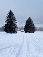Winter mountain tour to Hornle mountains, Bavaria, Germany