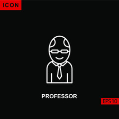 Icon professor vector on black background. Illustration line, linear, outline and lineal icon for graphic, print media interfaces and web design.