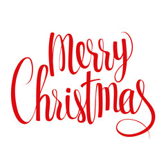 Merry Christmas Calligraphic lettering inscription. Vector tenplate for Christmas greeting card, banner, web page and mobile app.