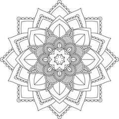 Easy Mandala coloring book simple and basic for beginners, seniors and children. Set of Mehndi flower pattern for Henna drawing and tattoo. Decoration in ethnic oriental, Indian style.