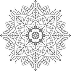 Easy Mandala coloring book simple and basic for beginners, seniors and children. Set of Mehndi flower pattern for Henna drawing and tattoo. Decoration in ethnic oriental, Indian style.