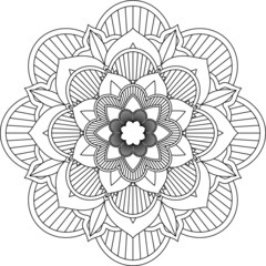 Easy Mandala coloring book simple and basic for beginners, seniors and children. Set of Mehndi flower pattern for Henna drawing and tattoo. Decoration in ethnic oriental, Indian style.