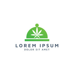 Fototapeta premium kitchen and cannabis negative space logo design
