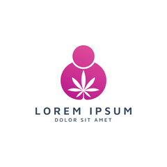 people and cannabis negative space logo design