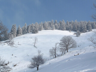 Winter mountain tour to Hornle mountains, Bavaria, Germany