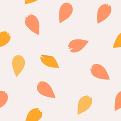 Seamless pink and yellow petals pattern, vector background
