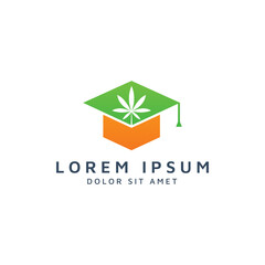 education and cannabis negative space logo design