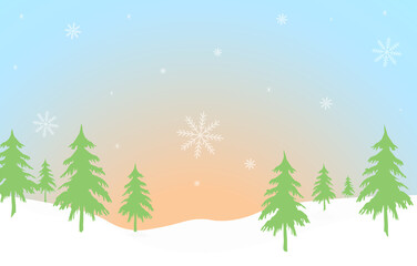landscape with fir trees, vector illustration. Winter