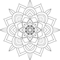 Easy Mandala coloring book simple and basic for beginners, seniors and children. Set of Mehndi flower pattern for Henna drawing and tattoo. Decoration in ethnic oriental, Indian style.