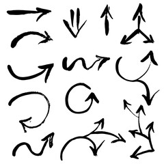 Dry brush arrow icon set. Vector illustration.