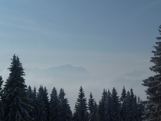 Winter mountain tour to Hornle mountains, Bavaria, Germany