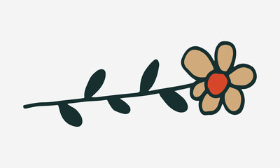 Doodle illustration of flower. Spring season. Hand drawn simple element. St Vaentines or mothers day greeting card