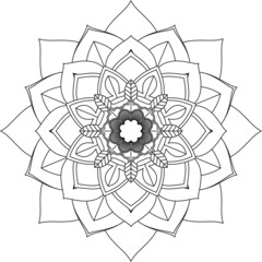 Easy Mandala coloring book simple and basic for beginners, seniors and children. Set of Mehndi flower pattern for Henna drawing and tattoo. Decoration in ethnic oriental, Indian style.