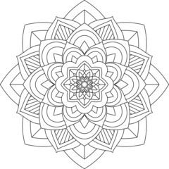 Easy Mandala coloring book simple and basic for beginners, seniors and children. Set of Mehndi flower pattern for Henna drawing and tattoo. Decoration in ethnic oriental, Indian style.