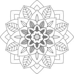 Easy Mandala coloring book simple and basic for beginners, seniors and children. Set of Mehndi flower pattern for Henna drawing and tattoo. Decoration in ethnic oriental, Indian style.