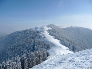 Winter mountain tour to Hornle mountains, Bavaria, Germany