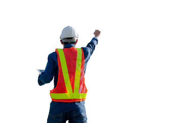 Successful engineers show commitment, isolated on white background