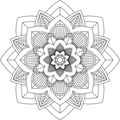 Easy Mandala coloring book simple and basic for beginners, seniors and children. Set of Mehndi flower pattern for Henna drawing and tattoo. Decoration in ethnic oriental, Indian style.