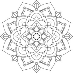 Easy Mandala coloring book simple and basic for beginners, seniors and children. Set of Mehndi flower pattern for Henna drawing and tattoo. Decoration in ethnic oriental, Indian style.
