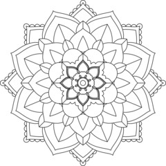 Easy Mandala coloring book simple and basic for beginners, seniors and children. Set of Mehndi flower pattern for Henna drawing and tattoo. Decoration in ethnic oriental, Indian style.