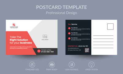 Red Corporate business postcard or EDDM postcard design template