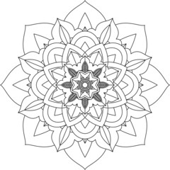Easy Mandala coloring book simple and basic for beginners, seniors and children. Set of Mehndi flower pattern for Henna drawing and tattoo. Decoration in ethnic oriental, Indian style.