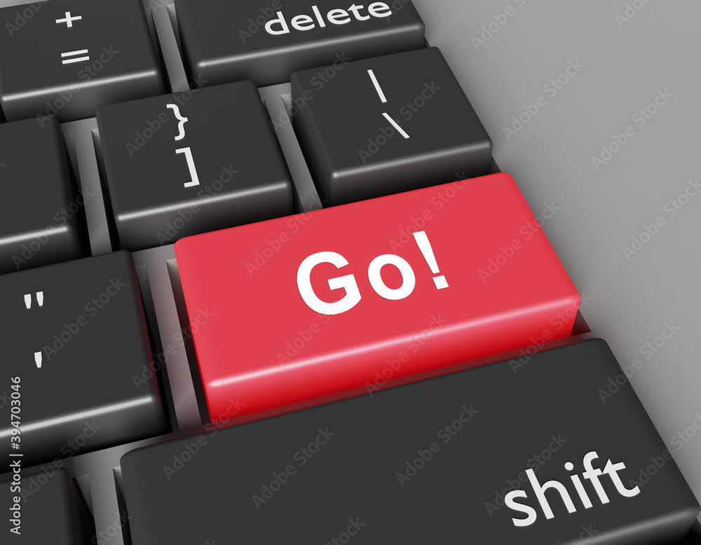 Aufkleber motivation concept. word go! on button of computer keyboard