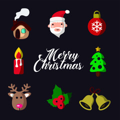 Icon set. Beautiful design of Christmas icons. Modern and funny christmas festival icons. Editable vector.