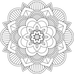 Easy Mandala coloring book simple and basic for beginners, seniors and children. Set of Mehndi flower pattern for Henna drawing and tattoo. Decoration in ethnic oriental, Indian style.