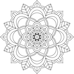 Easy Mandala coloring book simple and basic for beginners, seniors and children. Set of Mehndi flower pattern for Henna drawing and tattoo. Decoration in ethnic oriental, Indian style.