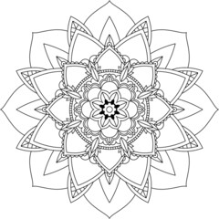 Easy Mandala coloring book simple and basic for beginners, seniors and children. Set of Mehndi flower pattern for Henna drawing and tattoo. Decoration in ethnic oriental, Indian style.