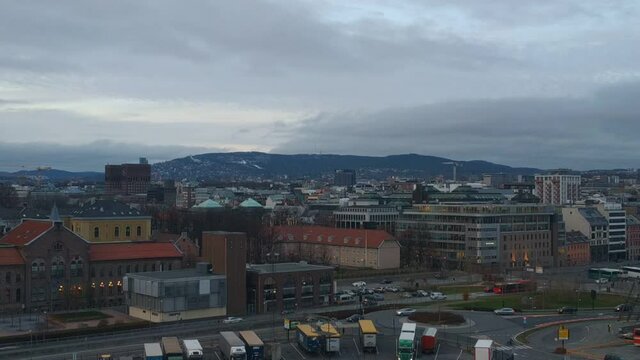 View on the Oslo bay at the autumn evening, Norway