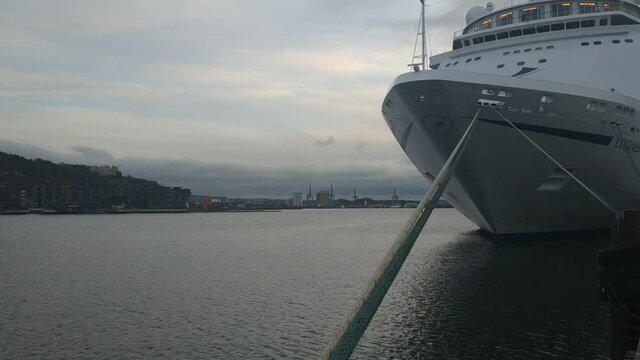 View on the Oslo bay at the autumn evening, Norway